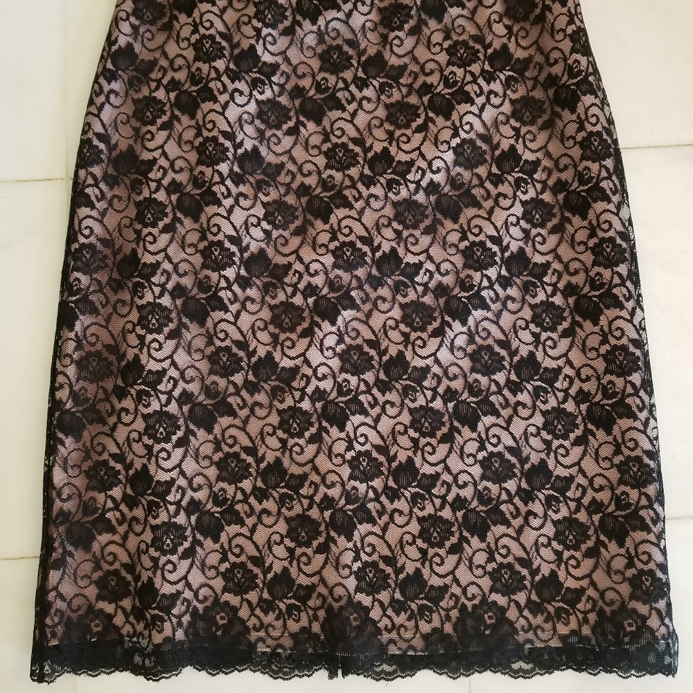 Chapter One Black Lace Nude Knee length skirt 6